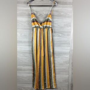 Know One Cares Striped Surplice Cami Jumpsuit size L